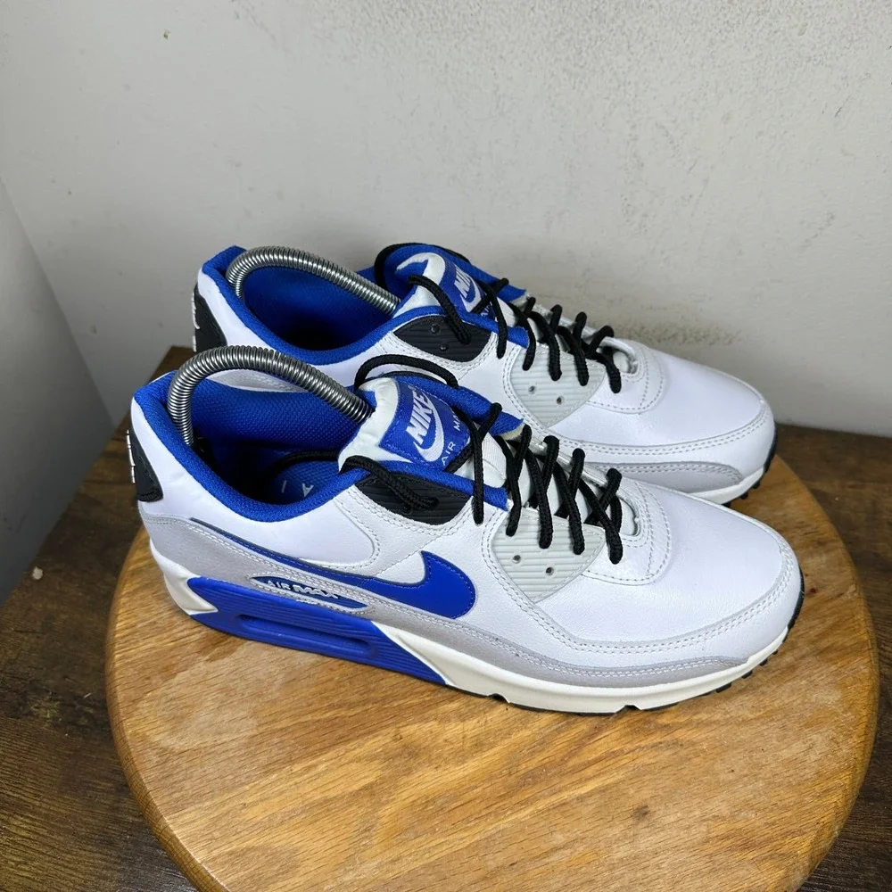 Nike Air Max 90 White Game Royal Black Mens Size 10 FN6843-100 Sneaker Classic